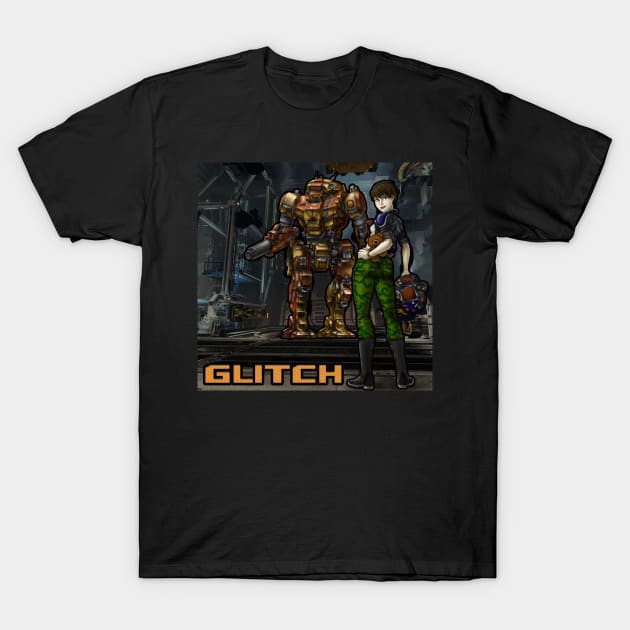 Glitch and her VND-1R Vindicator Battlemech T-Shirt by Oswald's Oddities